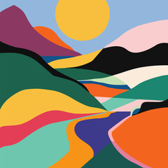 an Abstract Colorful Landscape Scene