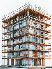 Photo of a building under construction with scaffolding.
