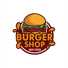 Burger logo Illustration sticker emblem label design premium Modern logo