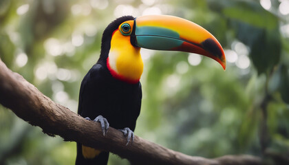 Obraz premium Giant Toucan at the nature on branch 