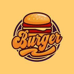 Burger logo Illustration sticker emblem label design premium Modern logo