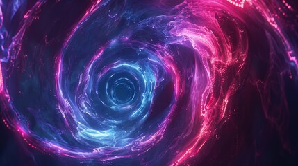 Dynamic holographic vortex swirling with neon lights and cosmic energy