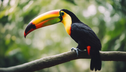 Naklejka premium Giant Toucan at the nature on branch 