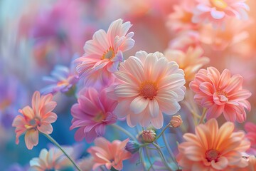 Pink and orange flowers cover a field