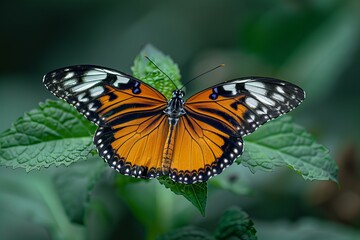 Butterfly resting leaf green beautiful insect wildlife nature