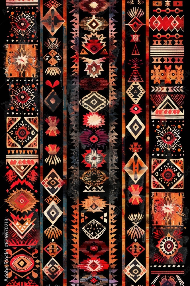 Poster A black and red rug with a unique pattern, suitable for interior design projects