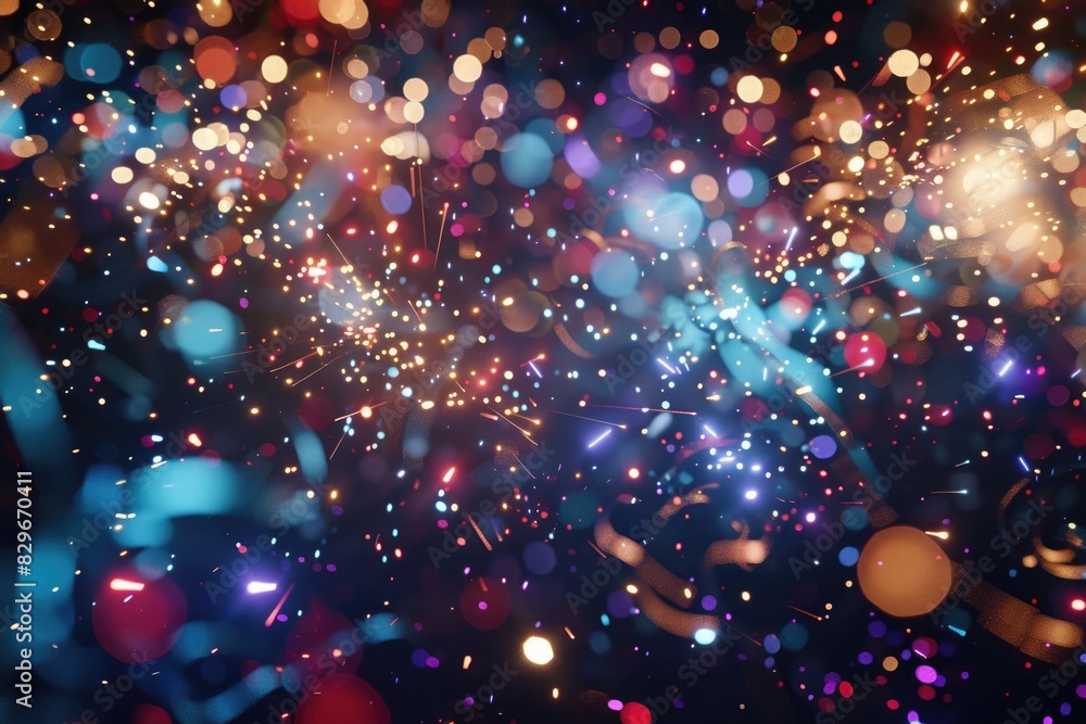 Poster A bunch of lights floating in the air, perfect for adding a magical touch to your design projects