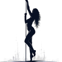 A woman is dancing on a pole