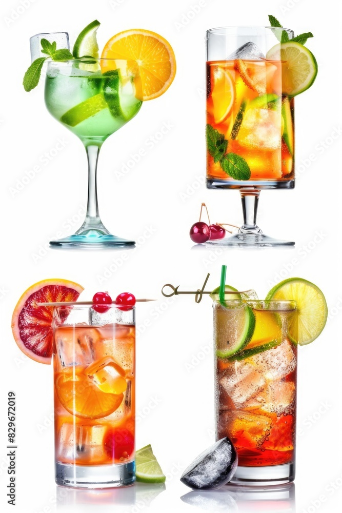 Poster Various types of cocktails for different occasions. Ideal for bar menus and party invitations