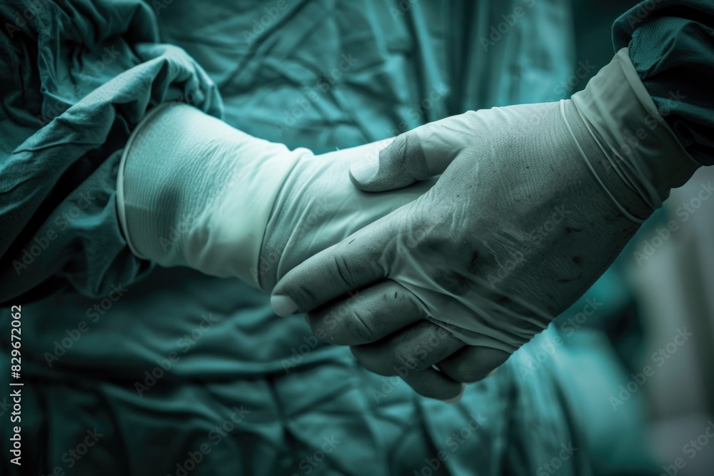 Poster Close up of a person holding another hand. Suitable for various concepts and designs
