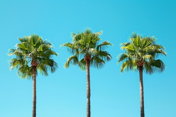 Obraz premium .Three palm trees standing tall against a clear blue sky