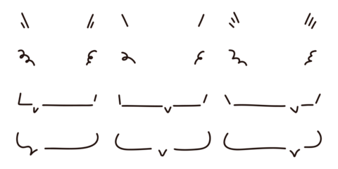 シンプルな線の手書きの吹き出しセット