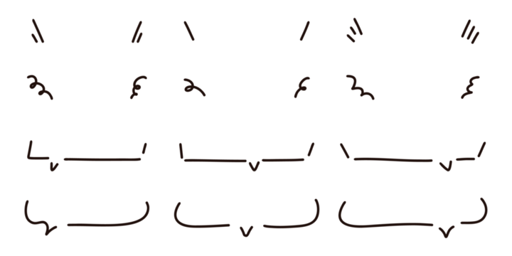 シンプルな線の手書きの吹き出しセット