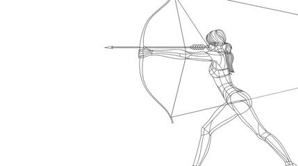 Detailed illustration of a woman holding a bow and arrow. Suitable for sports or outdoor-themed designs