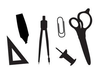 Stationery icon in silhouette vector. Stock illustration logo