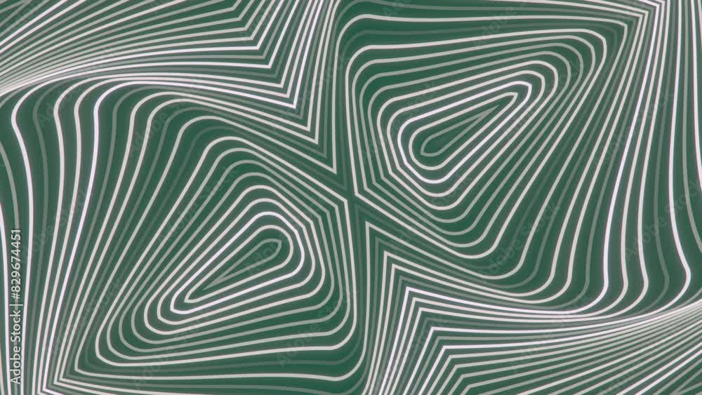 Fototapete Pattern of running light stripes on green background. 3d render loop animation