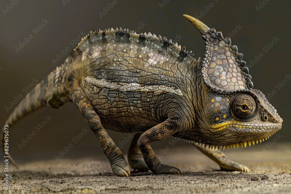 Poster close up of a lizard on the ground. suitable for nature and wildlife themes