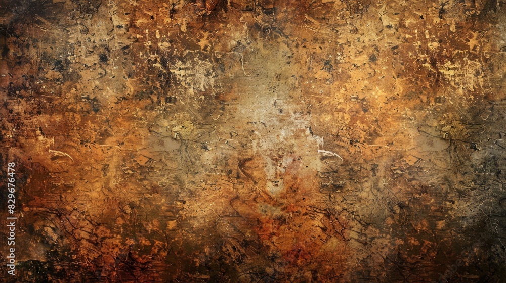 Wall mural Rustic brown background showing grunge effects and rough texture. - Wall murals