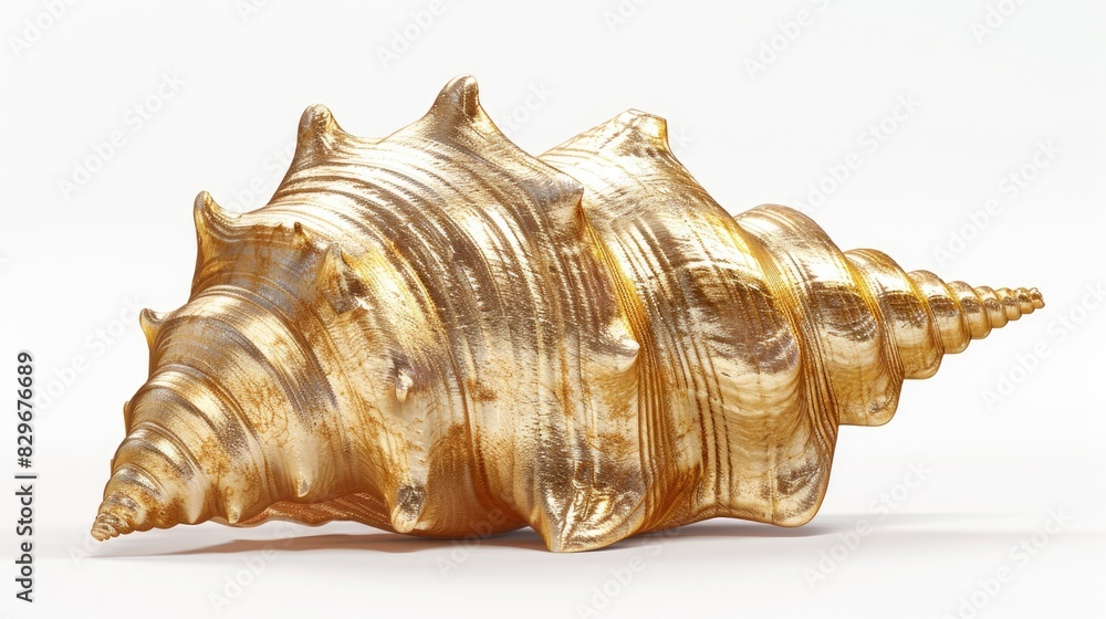 Poster A golden shell resting on a white surface. Suitable for various design projects