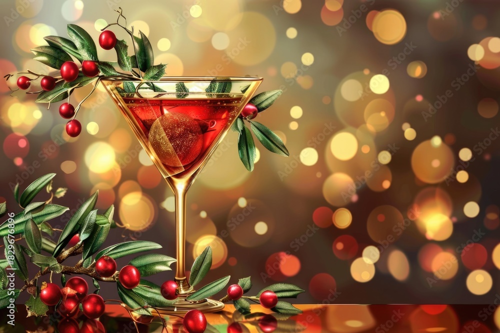 Poster a glass of red wine with fresh berries on a table. suitable for food and beverage concepts