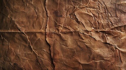 Fototapeta premium Close-up of aged brown parchment with visible creases and texture.