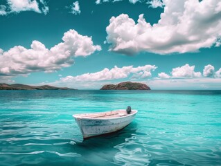  Idyllic Maldives Island Getaway - Stunning Turquoise Waters, Lush Tropical Landscape, Serene Blue Skies, Traditional Wooden Boat, Summer Dream Vacation, 4K Wallpaper