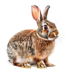 Fototapeta premium Ultra realistic watercolor style illustration of beautiful rabbit, high detailed, isolated on white