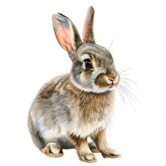 Obraz premium Ultra realistic watercolor style illustration of beautiful rabbit, high detailed, isolated on white