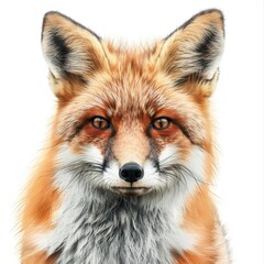 Fototapeta premium Ultra realistic watercolor style illustration of beautiful fox, high detailed, close up, isolated on white