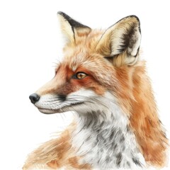 Fototapeta premium Ultra realistic watercolor style illustration of beautiful fox, high detailed, close up, isolated on white