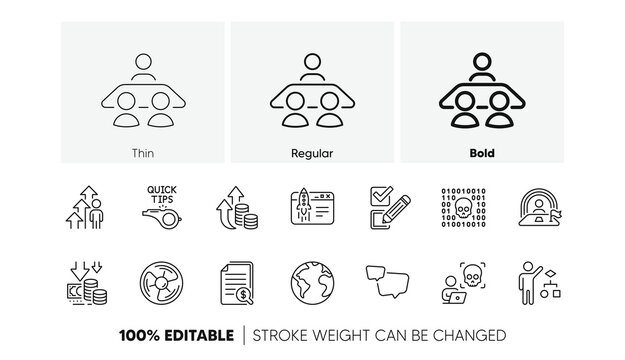 Tutorials, Interview job and Speech bubble line icons. Pack of Inflation, Start business, Lgbt icon. Checkbox, Employee result, Deflation pictogram. Cyber attack, Financial documents. Vector