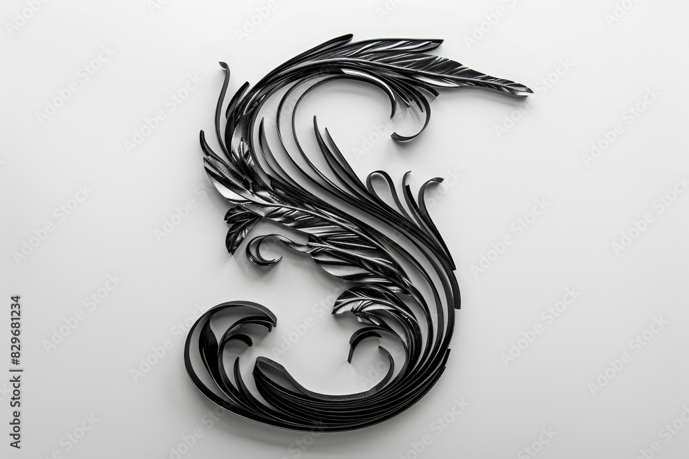 Poster simple black and white image of the letter s, versatile for various design projects