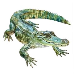 Obraz premium Ultra realistic watercolor style illustration of beautiful crocodile, high detailed, isolated on white