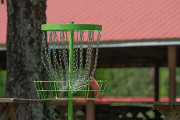 frisbee golf selective focus fun activity basket copy space background image 