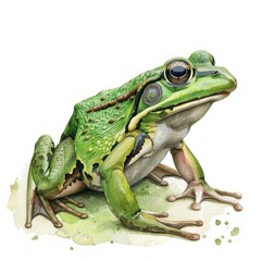 Obraz premium Ultra realistic watercolor style illustration of beautiful frog, high detailed, isolated on white