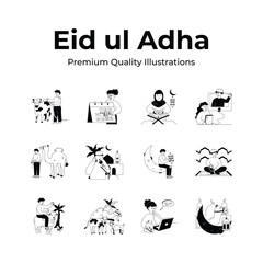Fototapeta premium Grab this amazing pack of eid al adha illustrations