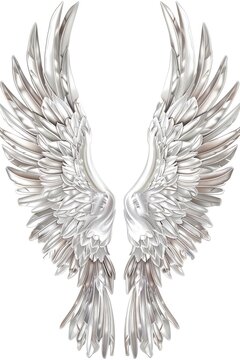 Elegant silver wings on a clean white background. Perfect for various design projects