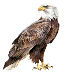 Obraz premium Ultra realistic watercolor style illustration of beautiful eagle, high detailed, isolated on white