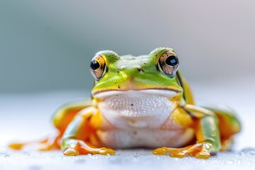 Detailed image of a frog on a white background, suitable for educational materials