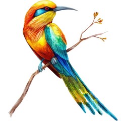 Fototapeta premium Ultra realistic watercolor style illustration of beautiful paradise bird, high detailed, isolated on white