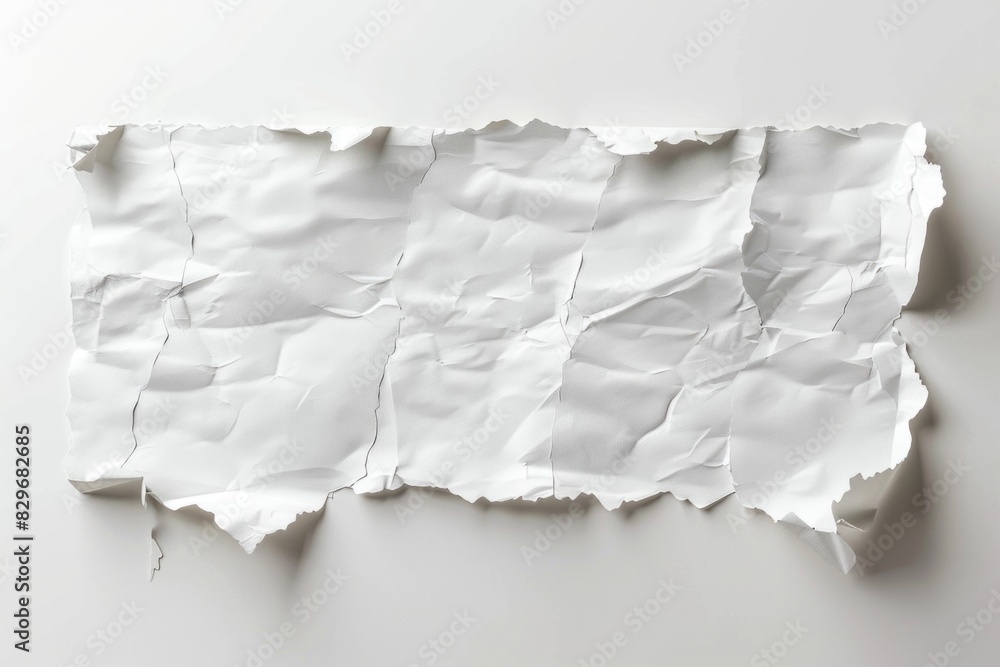 Poster a piece of torn paper on a white surface, suitable for various design projects
