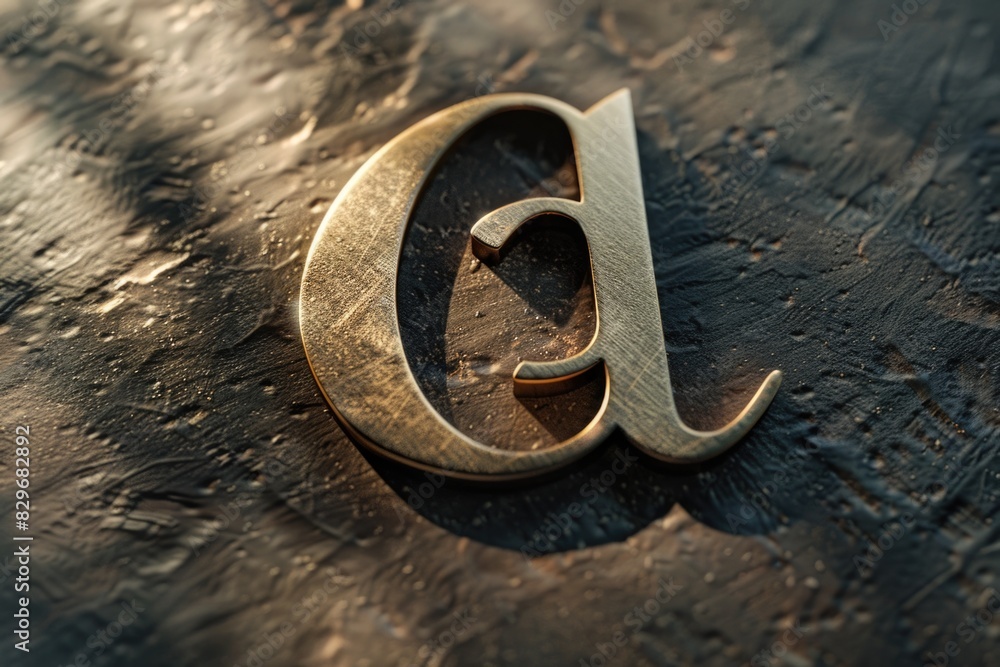 Poster Close up of a metal object with a letter, suitable for various concepts and designs