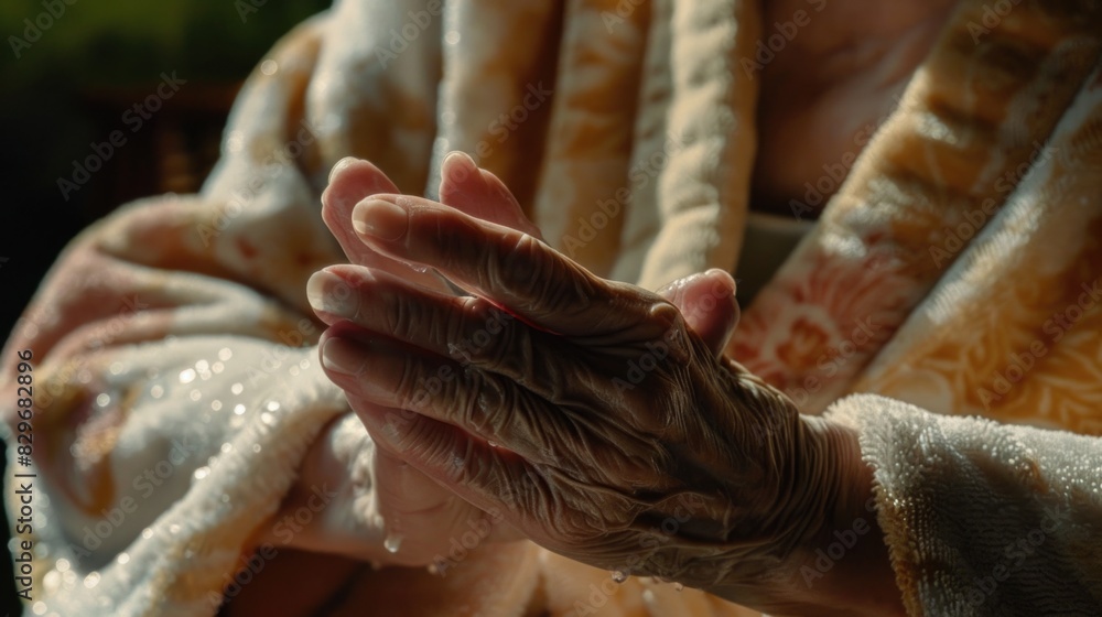 Aufkleber close up of hands holding something, versatile image for various concepts