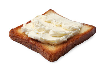 Piece of fresh toast bread with butter isolated on white
