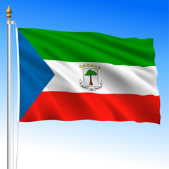 Equatorial Guinea, official national waving flag, african country, vector illustration