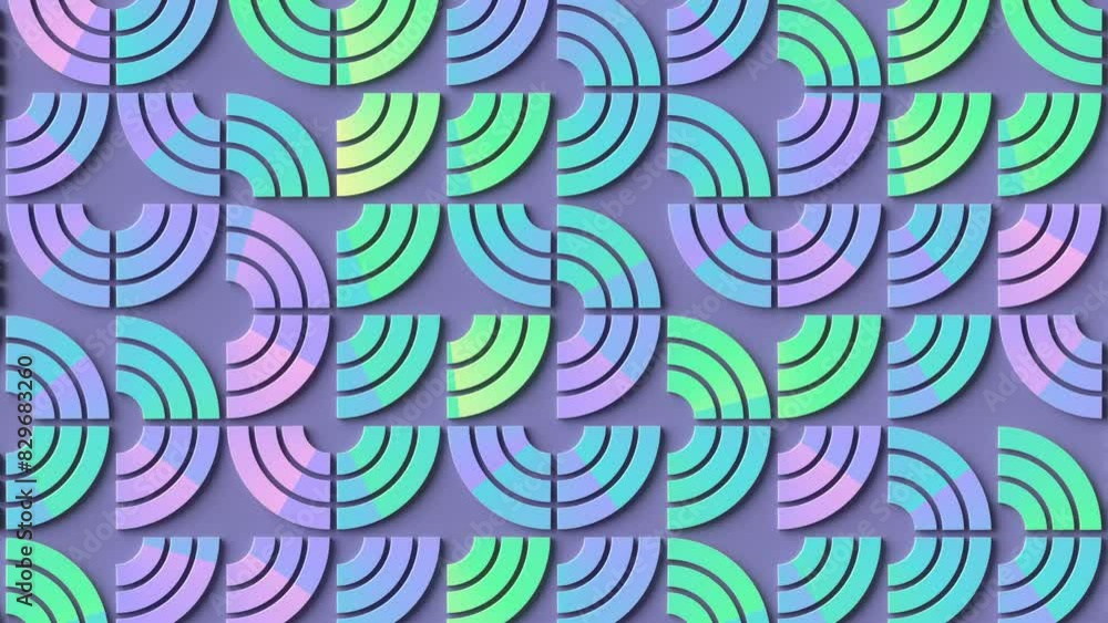 Fototapete Pattern of interlocking shapes resembling waves. 3d rendering loop animation 4K