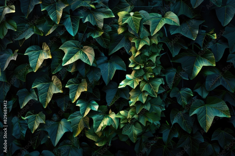 Poster Close-up shot of a bunch of green leaves, perfect for nature concepts