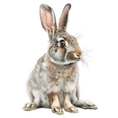 Obraz premium Ultra realistic watercolor style illustration of beautiful rabbit, high detailed, isolated on white