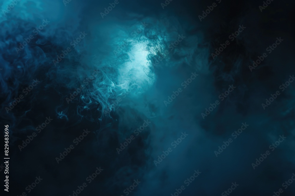 Poster Moody dark blue background with swirling smoke. Perfect for adding a mysterious and atmospheric touch to your design projects