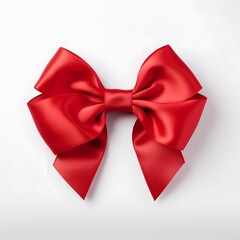 Fototapeta premium Red bow on white background. Generative AI.